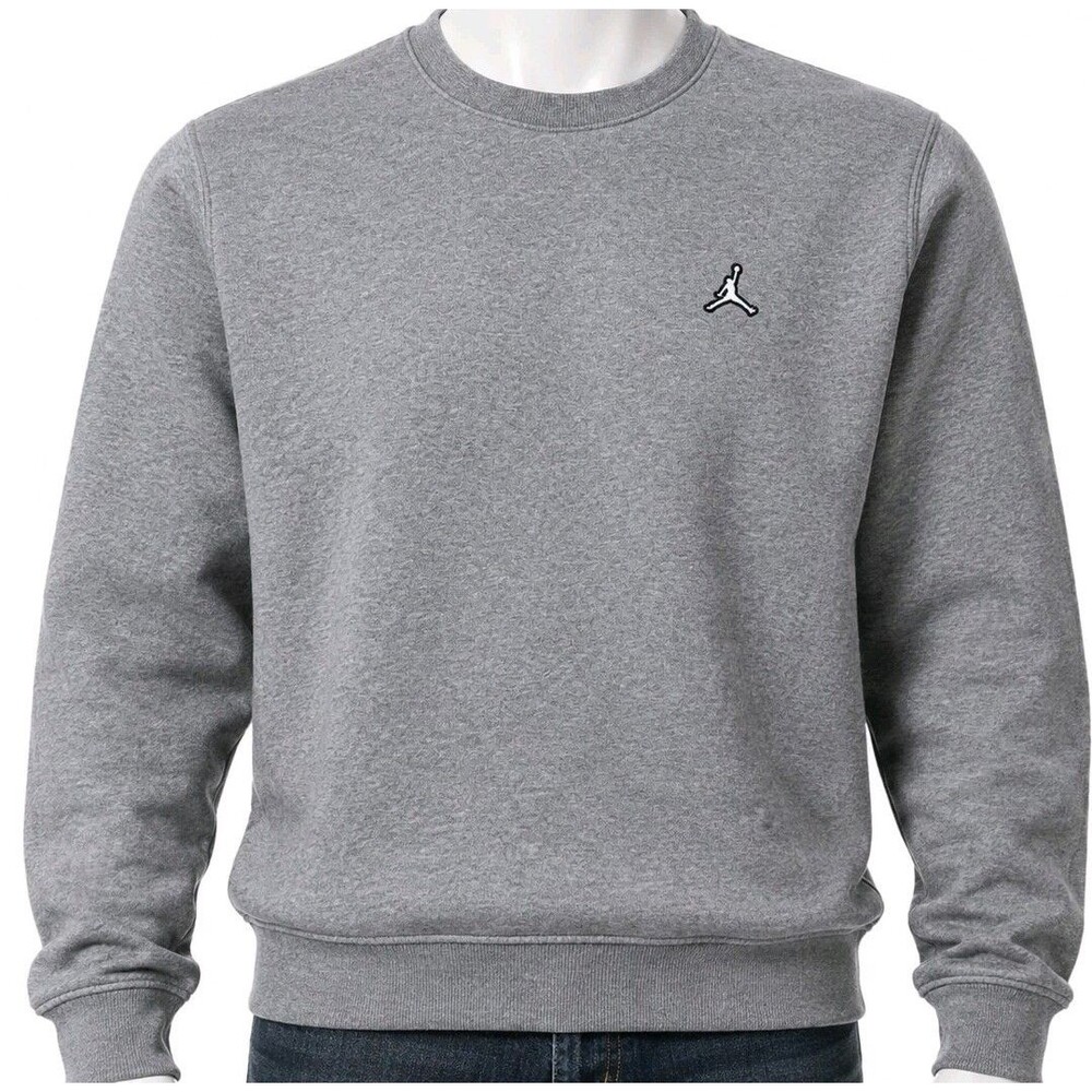 Mens Air Jordan Brooklyn Fleece Crewneck Sweatshirt Gray Medium Jumpman